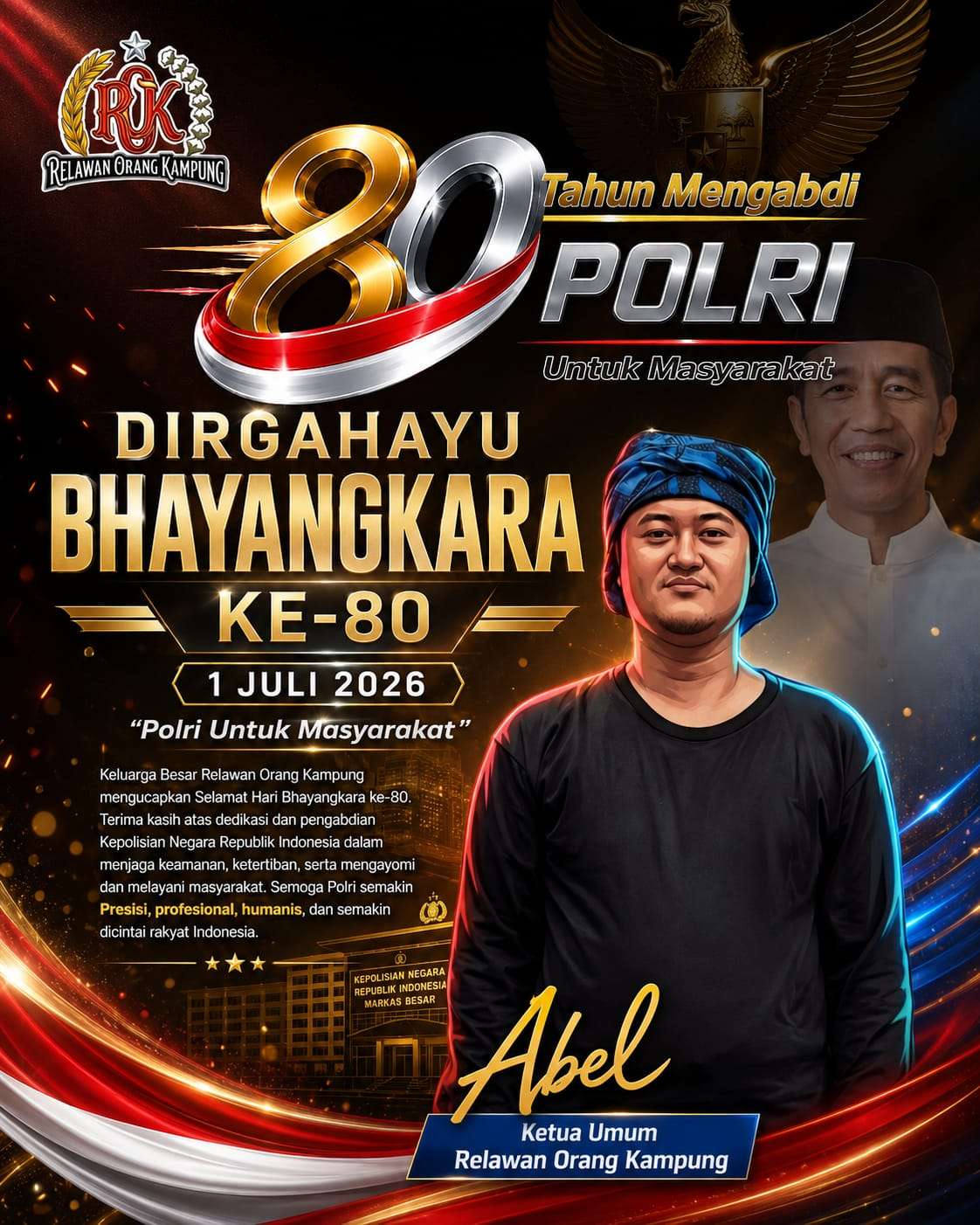 Hari Bhayangkara ke-80, Relawan Orang Kampung Dukung Polri Terus Perkuat Sinergitas dalam Penegakan Hukum dan Pelayanan Masyarakat